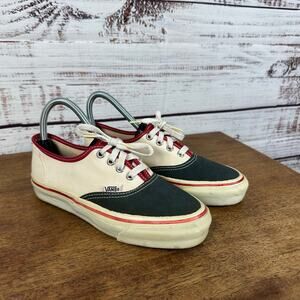 Womens VTG 80s VANS USA Made Red White Blue Canvas Lace Up Sneakers Stamp Sz 6.5